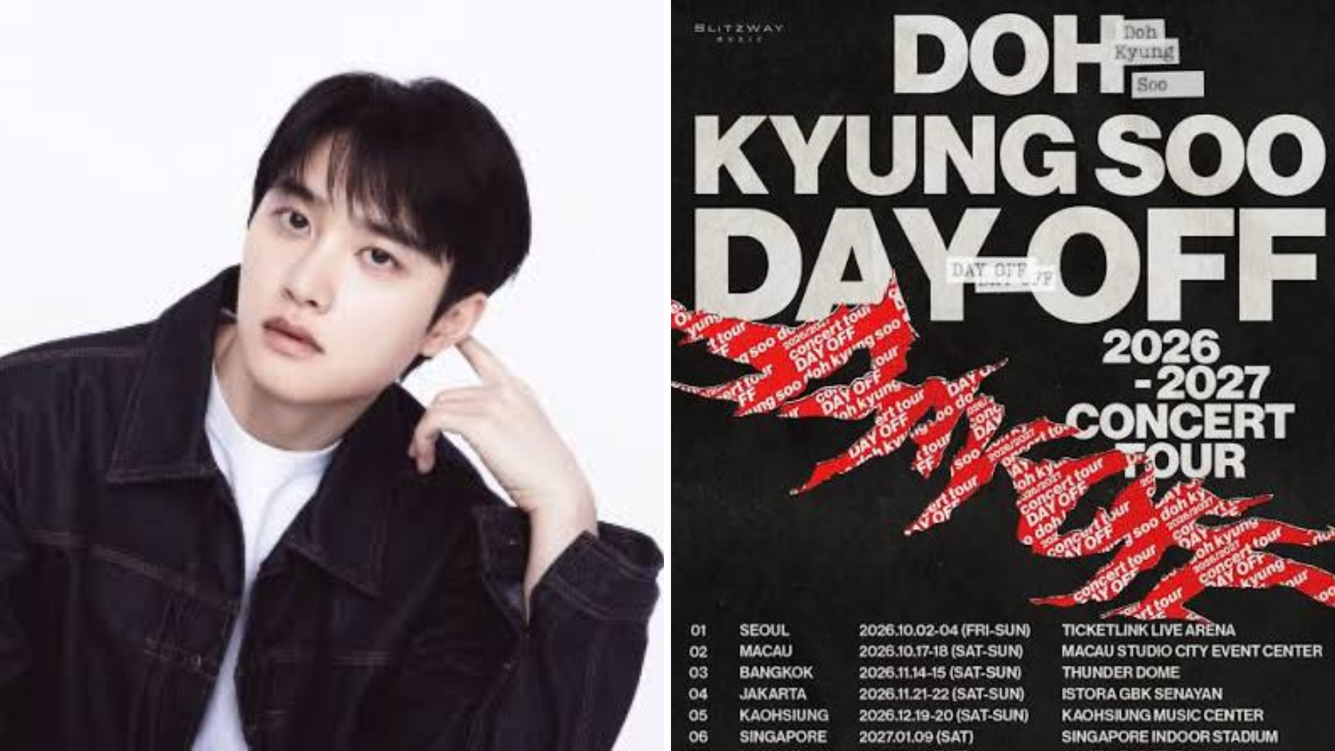 Capa do artigo: Doh Kyungsoo, do EXO, anuncia nova turnê solo “Day Off” para 2026 e 2027